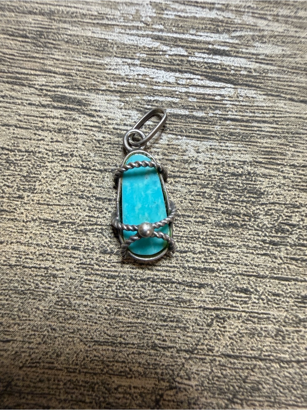 Sterling Silver Turquoise Drop Pendant - Blue